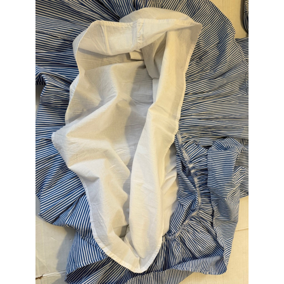 J.Crew Blue White Ruffle Neck Tiered Popover Dress Size Medium Petite Spring NWT - Picture 5 of 10